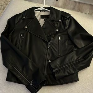 Banana Republic petite black leather moto jacket